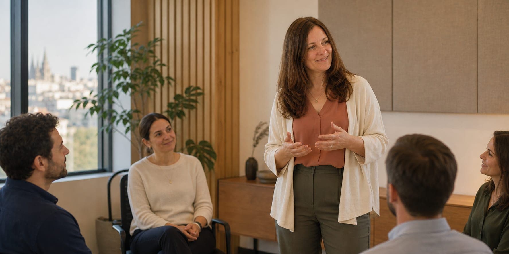 Elena Kucherova facilitating a workplace wellbeing session